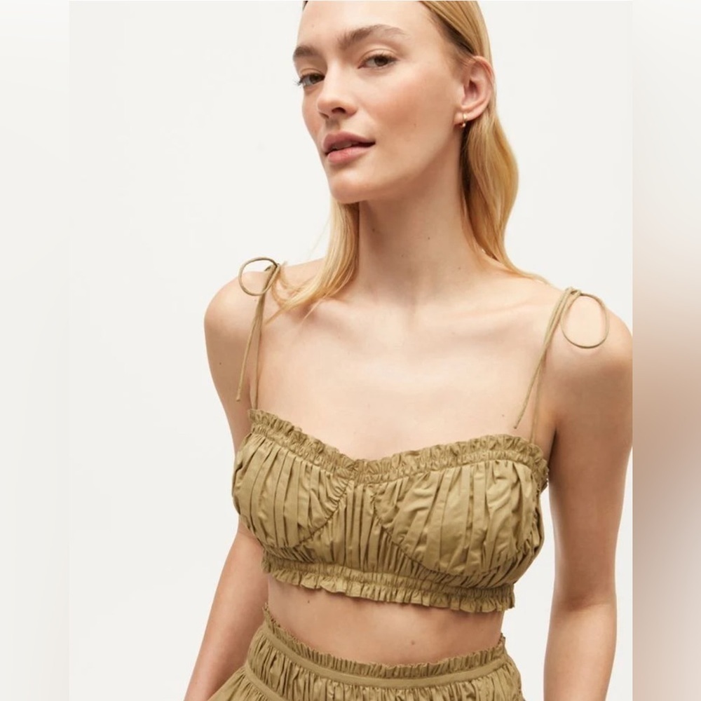 SOLD RHODE Pari Ruched Crop Top in Herbarium